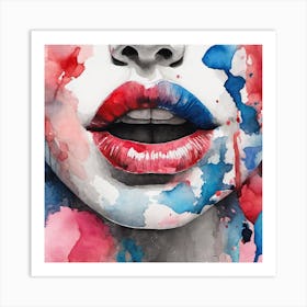Watercolor Of A Woman'S Lips Art Print