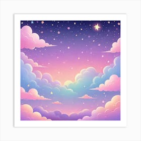 Sky With Twinkling Stars In Pastel Colors Square Composition 194 Art Print