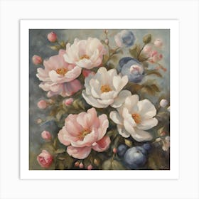 Roses And Blueberries Art Print