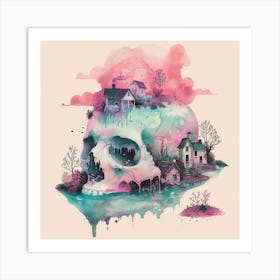 Skull And House Art Print