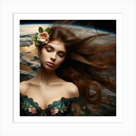 Girl In Space Art Print