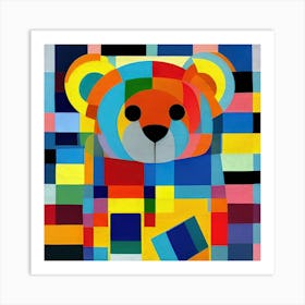 Cute Teddy Bear Artistic Illustration Painting Reproduction Kids Nursery Background (1) Art Print