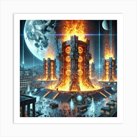 A Futuristic Science Fiction Depiction Of Moltenhe Flame Art Print