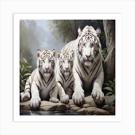 White Tiger Family 1 Art Print