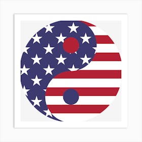 Yang Yin America Flag Abstract Art Print