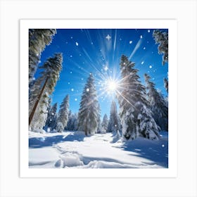 Crystal Clear Ice Clings To The Pine Trees Under A Vibrant Radiant Sun In A Wintry Wonderland Ext (4) Art Print