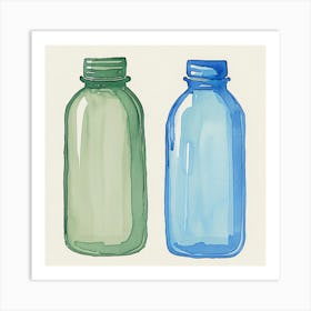 Watercolor Bottles Art Print