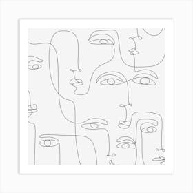 Faces Line Art Art Print