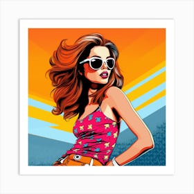 Pop Girl In Sunglasses Art Print