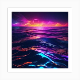 Psychedelic Ocean Wallpaper Art Print