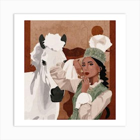 Russian Woman And Horse Art Print