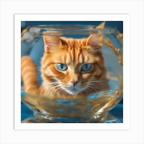 Fish Bowl Cat Photo Art Print