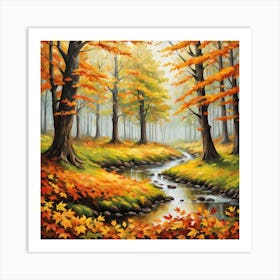 Forest In Autumn In Minimalist Style Square Composition 133 Art Print