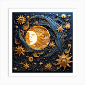 Moon And Stars 5 Art Print