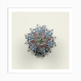 Vintage Blue Spiderwort Flower Wreath on Ivory White n.0663 Art Print