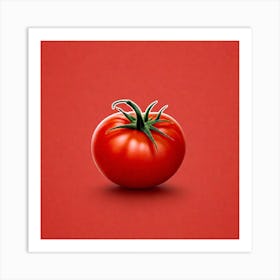 Tomato On A Red Background 1 Art Print