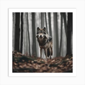 Wolf In The Forest 20 Art Print