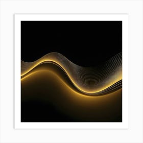 Golden Wave On Black Background 3 Art Print