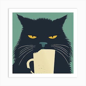 Cat With A Cup Of Coffee Art Print