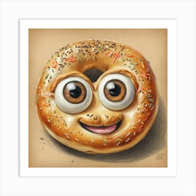 Bagel With Eyes Art Print