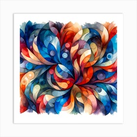 Watercolor Energy Flower Abstract Wall Art Art Print