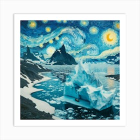 Van Gogh Painted A Starry Night Over An Arctic Iceberg 1 Art Print