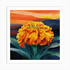 Sunset Zinnia Art Print