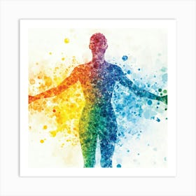 Rainbow Man Watercolor Illustration Art Print