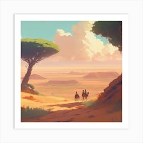 Sahara Countryside Peaceful Landscape Golden Ratio Fake Detail Trending Pixiv Fanbox Acrylic Pal (4) Art Print