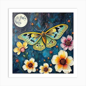 Butterfly And Flowers 3 Art Print