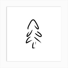 Line Art Fir Tree Art Print