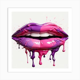 Dripping Lips Art Print