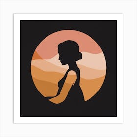 Silhouette Of Woman Art Print