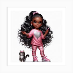 Black Girl With Long Hair Art Print