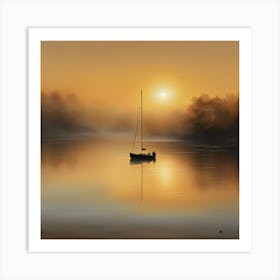 Sailboat At Sunrise Art Print