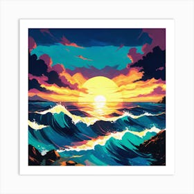 Sunset Painting, Ocean Painting, Ocean Painting, Ocean Painting, Painting Art Print