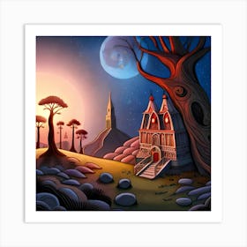 Illustration Of A Fairytale House Art Print