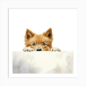 Dog Peeking Over The Wall 13 Art Print