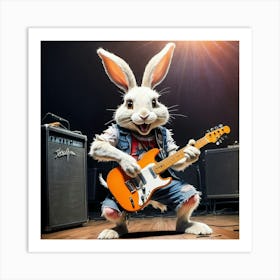 Rabbit Playing Guitar 3 Art Print