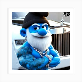 Papa Smurf Bling Art Print