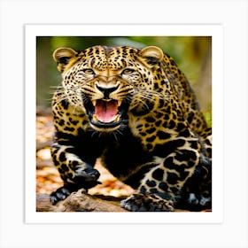 Jaguar Roaring Art Print