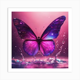 Crystal Purple Butterfly Splashing Water Art Print