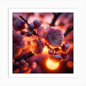 Cherry Blossoms At Sunset 1 Art Print