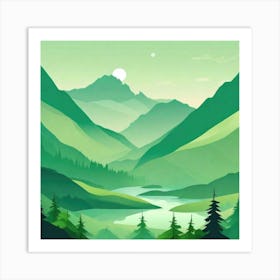 Misty mountains background in green tone 172 Art Print