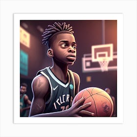 Basketball Player Holding A Basketball 2 Art Print