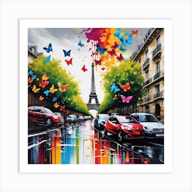 Paris With Butterflies 12 Art Print