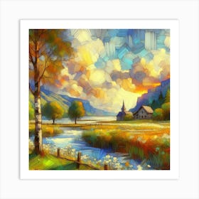 Sunset In The Countryside Art Print