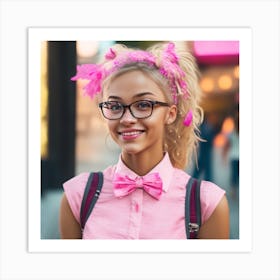 Young Girl In Glasses Art Print