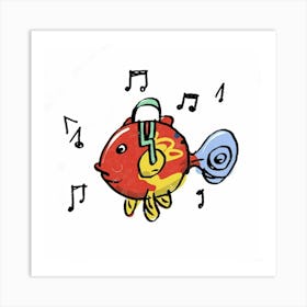 Fish With Music Notes 2 Art Print