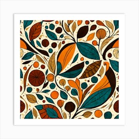 Seamless Pattern, Floral Pattern, Abstract Piece With Organic Shapes And Earthy Colors art print Art Print